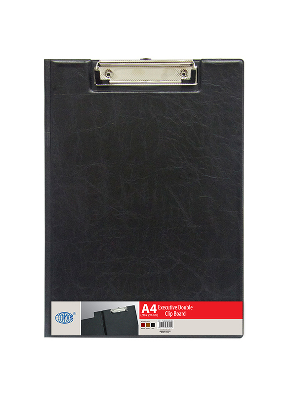 Fis Pvc Deluxe Clip Boards Double with Wire Clip, A4 Size, FSCB0302DXBK, Black