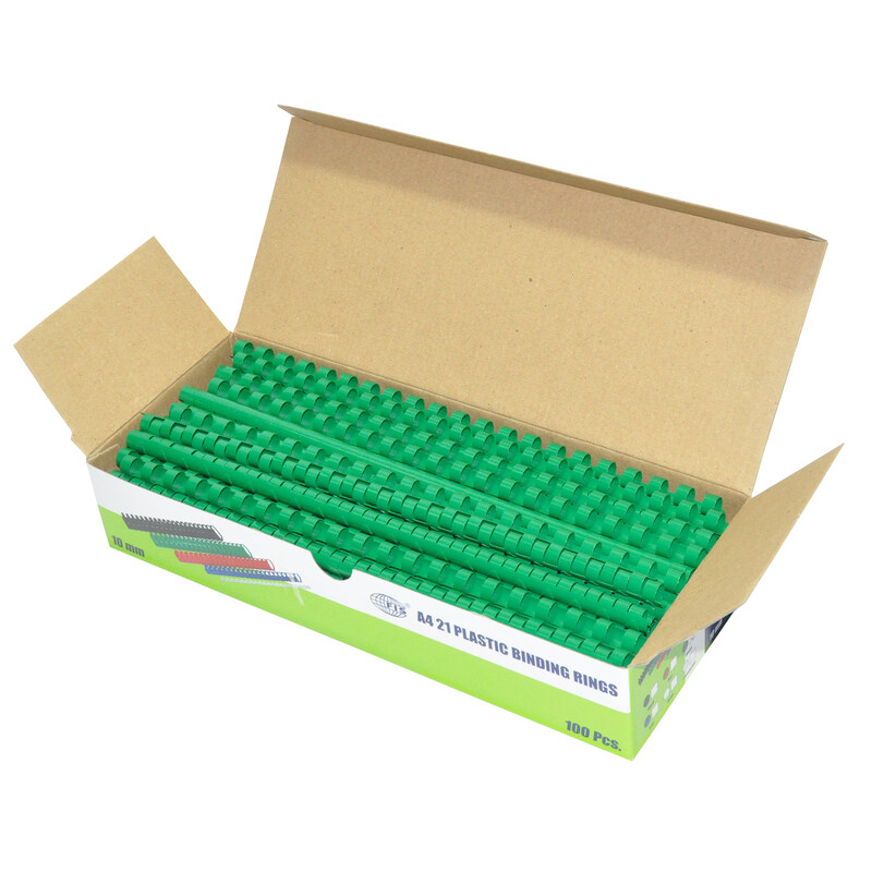 

FIS 10mm Plastic Binding Rings, 100 Pieces, FSBD10GR, Green