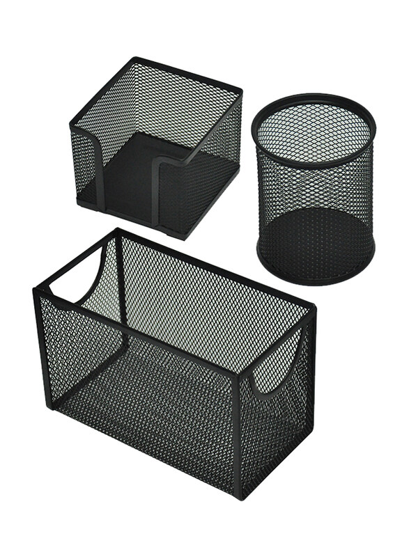 FIS Metal Mesh Office Set, 3 Pieces, FSDSB8523, Black