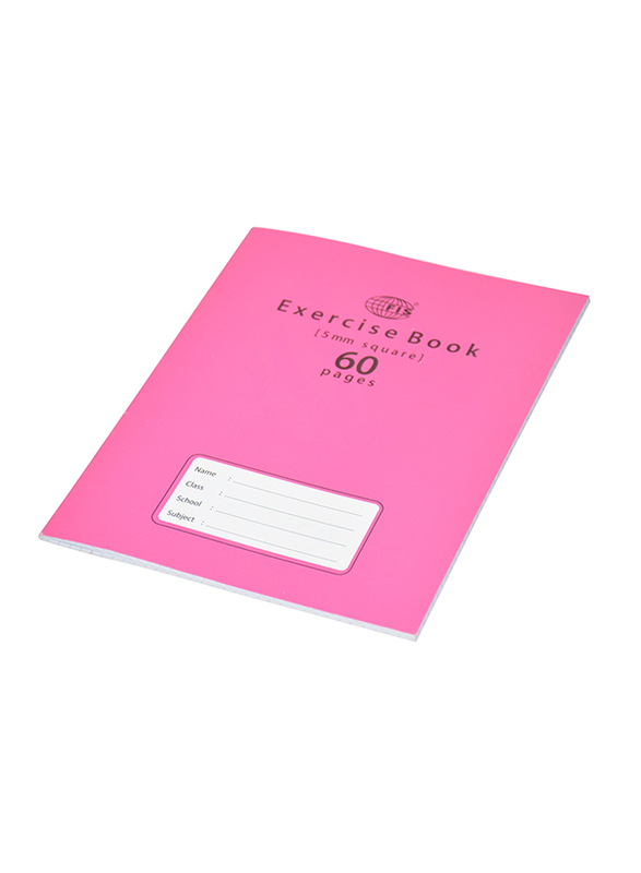 FIS Exercise Notebooks, 5mm Square, 12 Pieces x 60 Pages, Pink