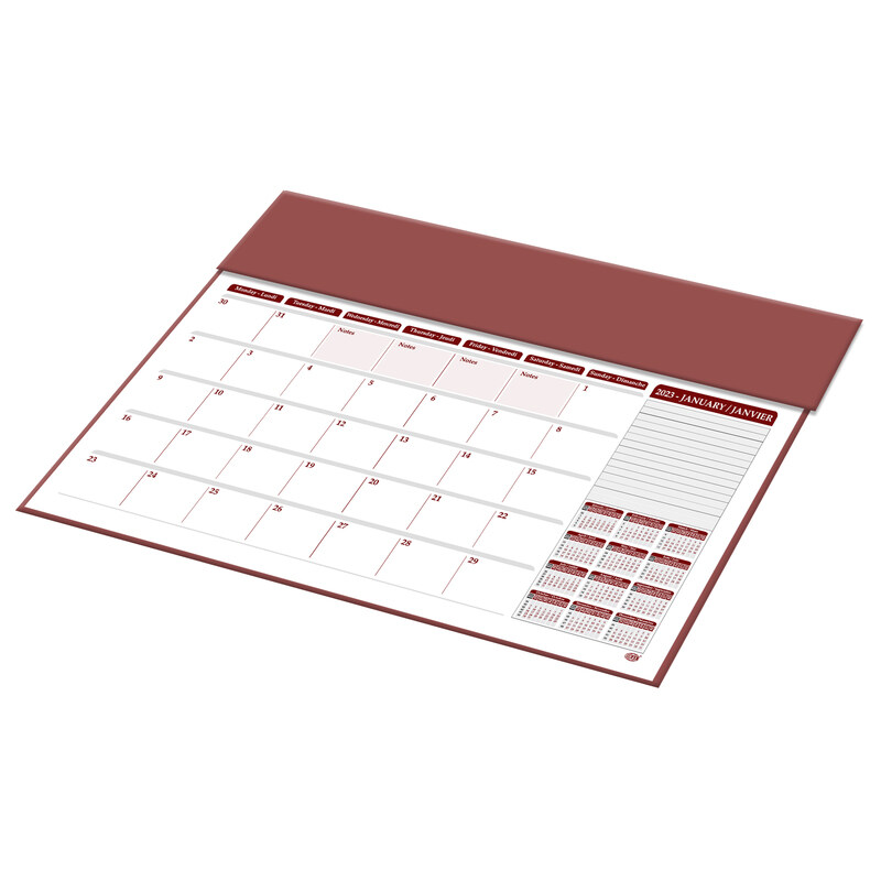 

FIS 2023 English/French PVC Desk Blotter Year Planner, FSDK2EF23MR, Maroon