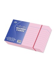 FIS Two Sides Ruled Record Card, 100-Cards, 200 x 125mm, 240 GSM, FSIC85PI, Pink