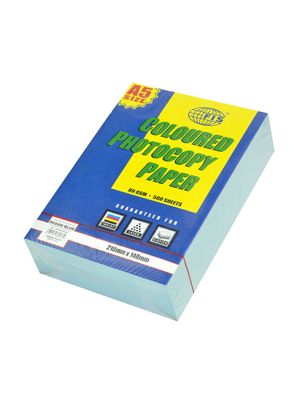 

FIS Pastel Color Photocopy Paper, 500 Sheets, 80 GSM, A5 Size