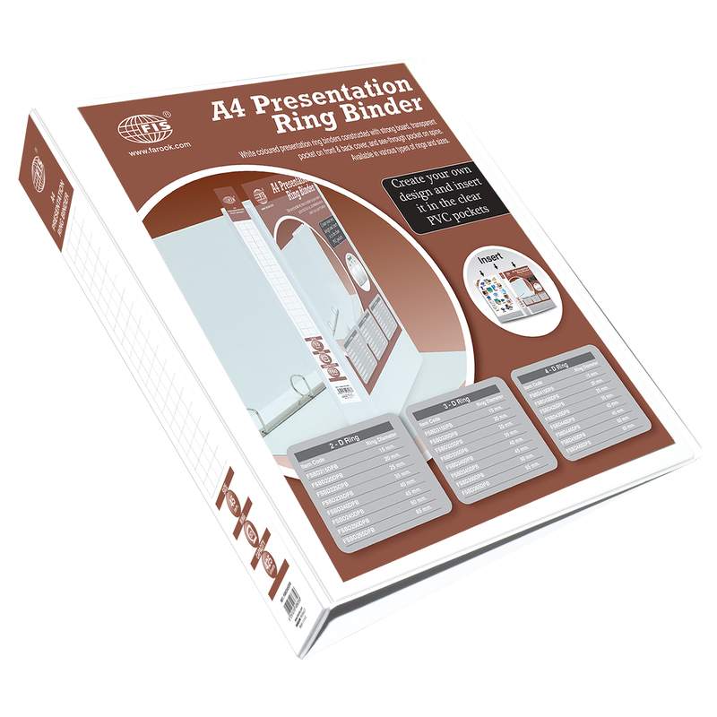FIS 3D Ring Presentation Binder, A4 Size, 45mm Ring Size, 2.5 Inch Spine, FSBD345DPB, White