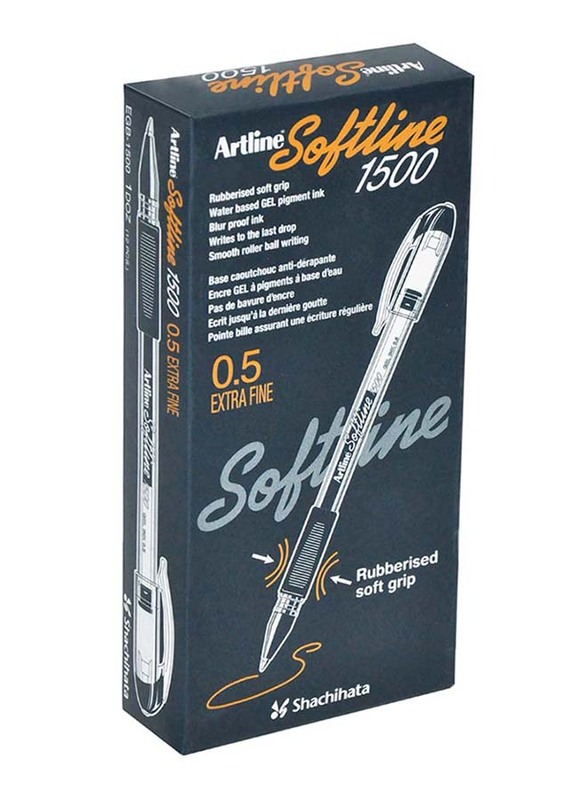 Artline 12-Piece Softline 1500 Gel Pen Set with Rubberised Soft Grip, ARBNEGB-1500RE, 0.5mm, Red