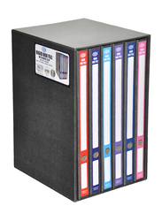 FIS Rigid Box Files Set with Wire Clip, 212mm x 335mm x 22mm, 6 Pieces, FSBFWC6PBOX, Black
