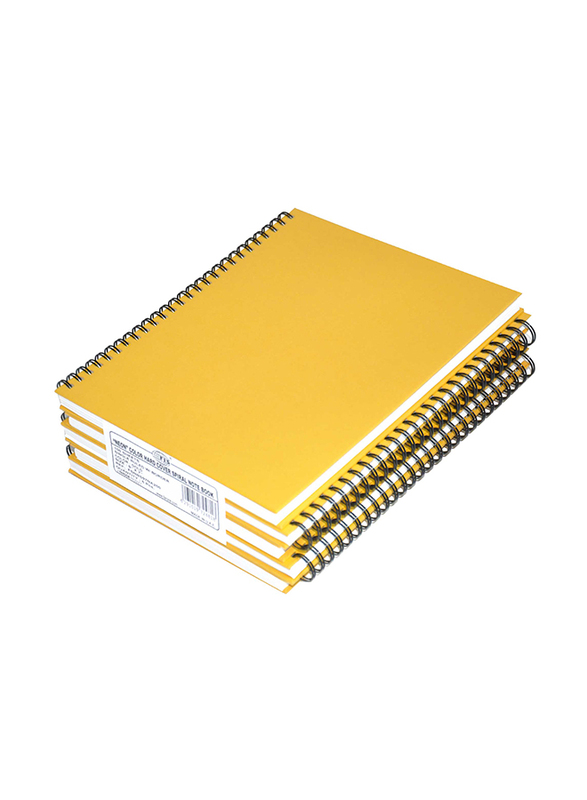 FIS 5-Piece Spiral Hard Cover Single Line Notebook Set, 5 x 100 Sheets, 9 x 7 inch, FSNBS97NA200, Gold