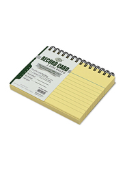 FIS Ruled Double Loop Spiral Binding Record Card, 5 x 3 Inch, 50 Sheets, 180 Gsm, FSIC53-180SPYL, Yellow