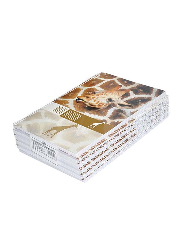 FIS Spiral Soft Cover Notebook Set, 5mm Square, 10 Piece x 80 Sheets, A4 Size, FSNB5A480WA3, Multicolour