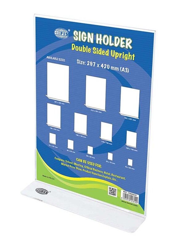 

FIS Double Sided Upright Vertical Sign Holder, 297 x 420mm, FSNAA3V, White