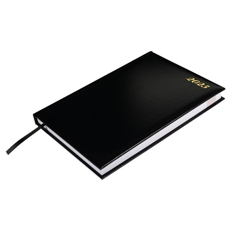 

FIS 2025 Agenda Diary, Vinyl Materials, 1 Side Padded Cover, 1 Day a Page, Size 170x240mm, English, 60gsm White Paper, Black Color-FSDI75EVN25BK