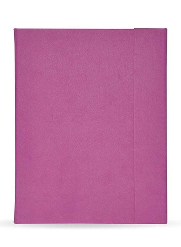 

FIS Magnetic Italian PU Folder Cover with Writing Pad, Single Ruled Ivory Paper, 96 Sheets, A4 Size, FSMFEXNBA4PI, Purple