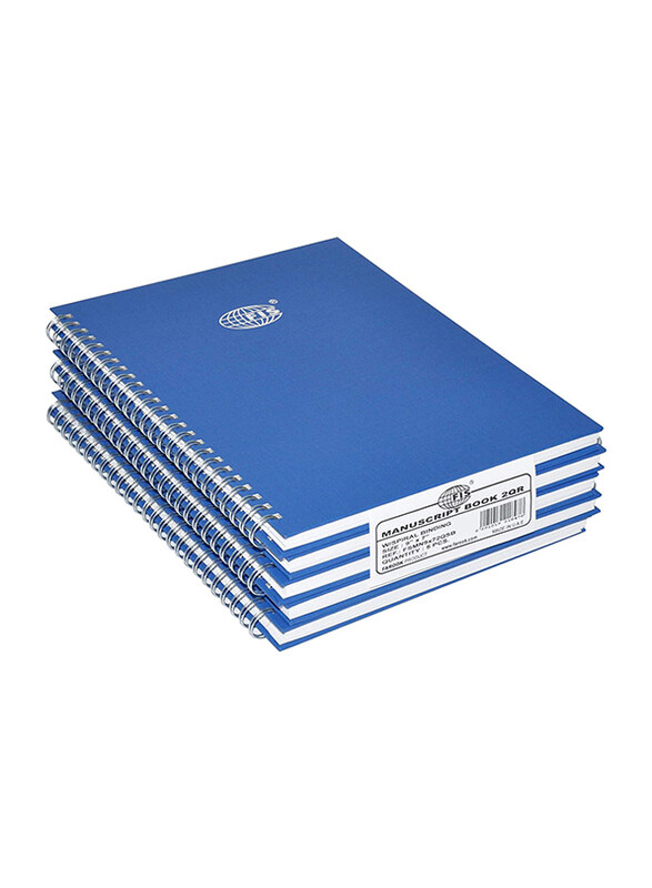 

FIS Manuscript Notebook Set with Spiral Binding, 8mm Single Ruled, 2 Quire, 5 x 96 Sheets, 9 x 7 inch Size, FSMN9X72QSB, Blue