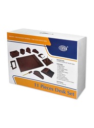 FIS Italian PU Executive Desk Set, 11 Pieces, FSDS183BK, Black