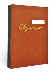 FIS Vinyl Material Cover Signature Book with Window, 240 x 340mm, 18 Sheets, FSCL18WINDOW, Brown