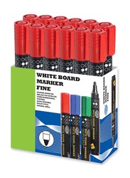FIS 12-Piece Fine Tip White Board Erasable Markers Set, Red