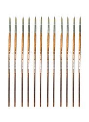 Artmate Round 8 Size Artist Brushes, JIABSx101r-8, 12 Pieces, Brown