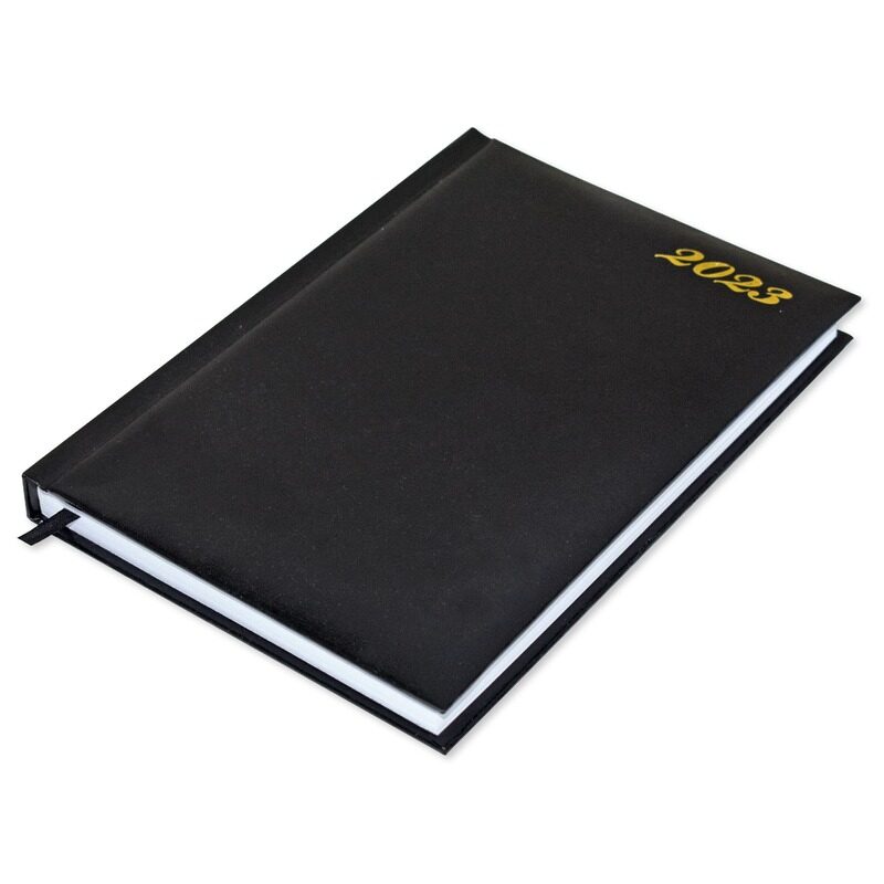 

FIS 2023 English 1 Side Padded Diary with Vinyl Cover, 384 Sheets, 60 GSM, A5 Size, FSDI18E23BK, Black