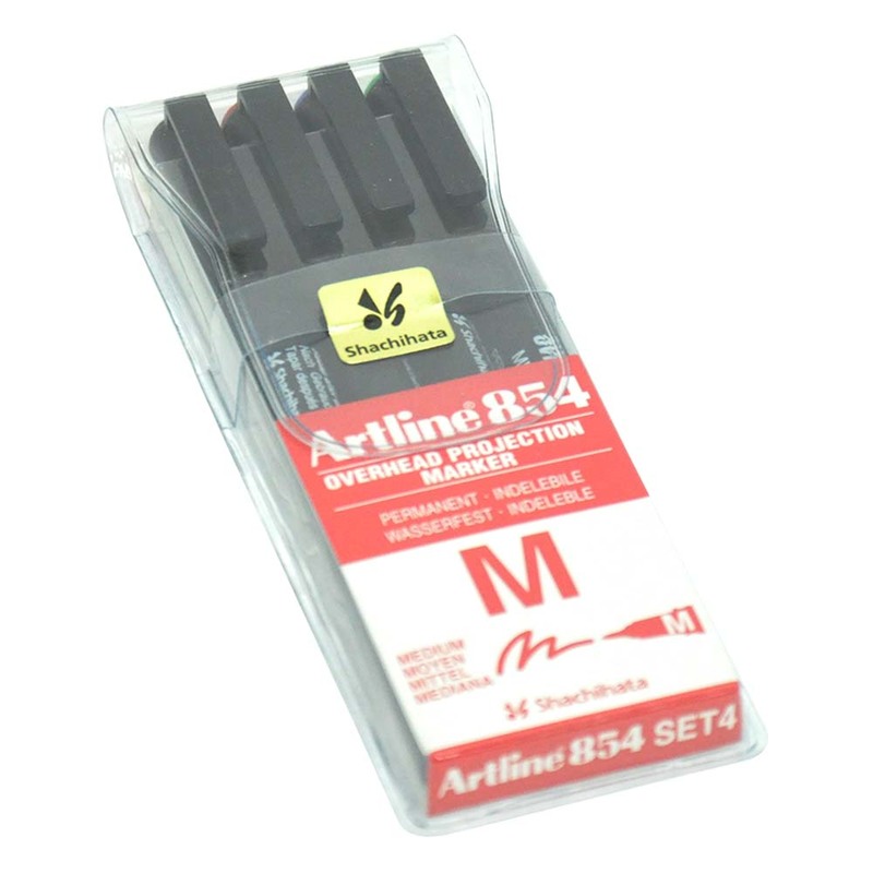 Artline 4-Piece 854 Polyester Fibre Tip Pen Medium Line Permanent Marker, Multicolour
