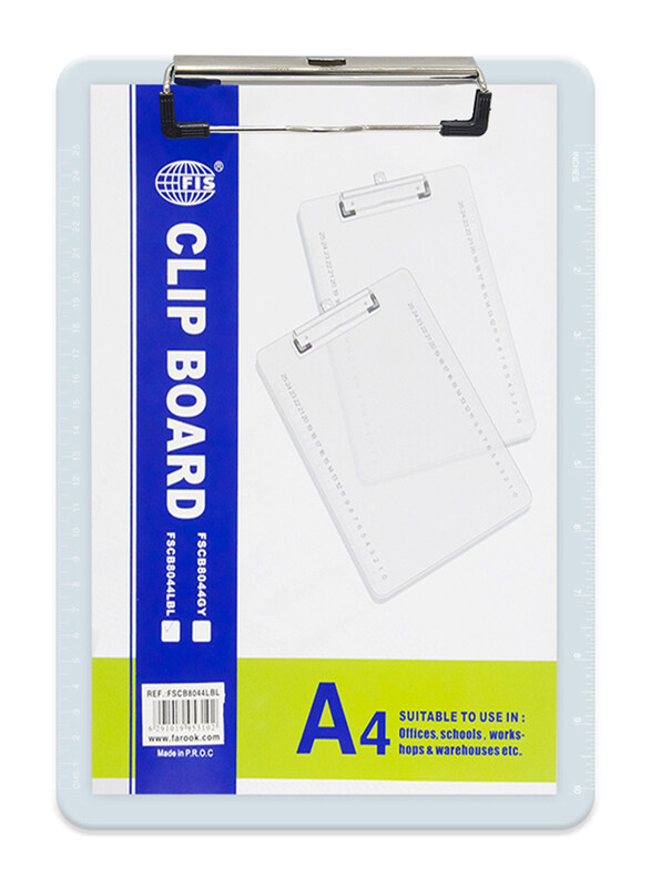 

Fis Acrylic Clip Board, A4 Size, FSCB8044LBL, Light Blue