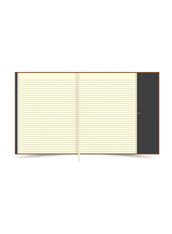 FIS Italian PU Cover Magnetic Folder with Single Ruled Ivory Paper Writing Pad and Gift Box, 96 Sheets, A4 Size, FSMFEXNBA4BR, Brown