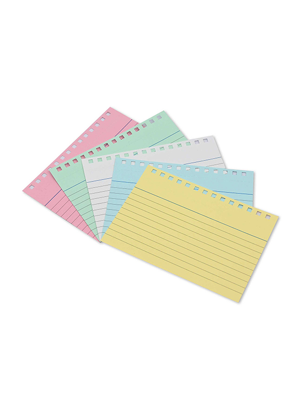 FIS Ruled Double Loop Spiral Binding Record Card, 5 x 3 Inch, 50 Sheets, 180 Gsm, FSIC53-180SPP50, Assorted