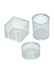 FIS Metal Mesh Office Set, 3 Pieces, FSDSB83170, Silver