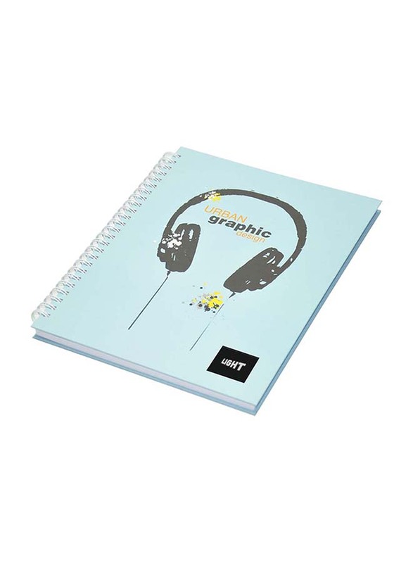 Light 5-Piece Spiral Hard Cover Notebook, Single Line, 10 x 8 inch, 100 Sheets, LINBS1081802, Light Blue