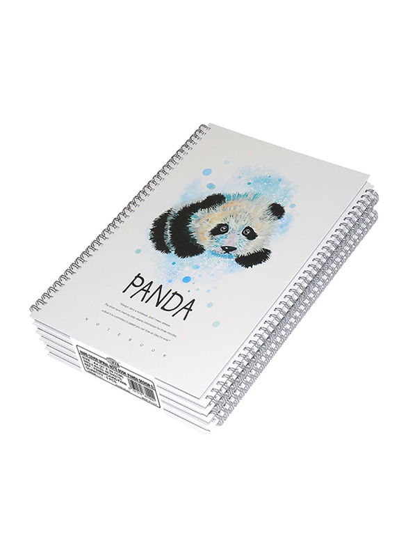 FIS Panda Design Spiral Hard Cover Notebook, 5 x 96 Sheets, A4 Size, FSNBSHCA496-PAN6, White