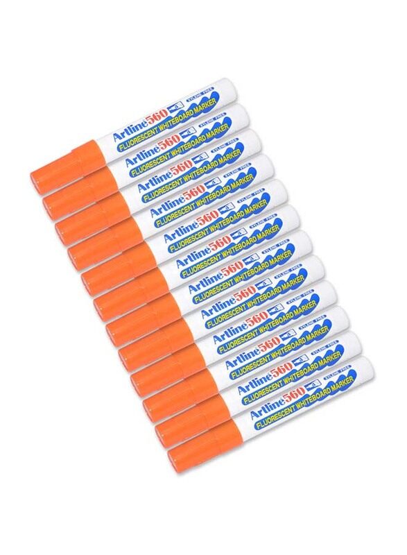 

Artline 12-Piece 560 White Board Fine Marker Set, 4.0mm, Orange