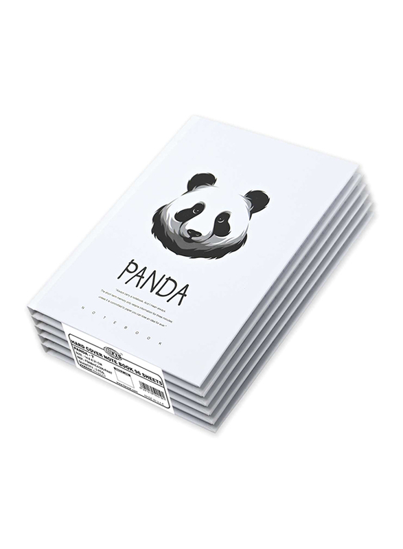 FIS Panda Design Hard Cover Notebook, 5 x 96 Sheets, A5 Size, FSNBHCA596-PAN7, White