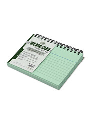 FIS Ruled Double Loop Spiral Binding Record Card, 5 x 3 Inch, 50 Sheets, 180 Gsm, FSIC53-180SPGR, Green