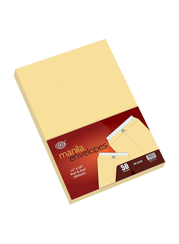 

FIS Manila Envelopes Peel & Seal, 12 x 10 Inch, 90GSM, 50 Pieces, Ribbed