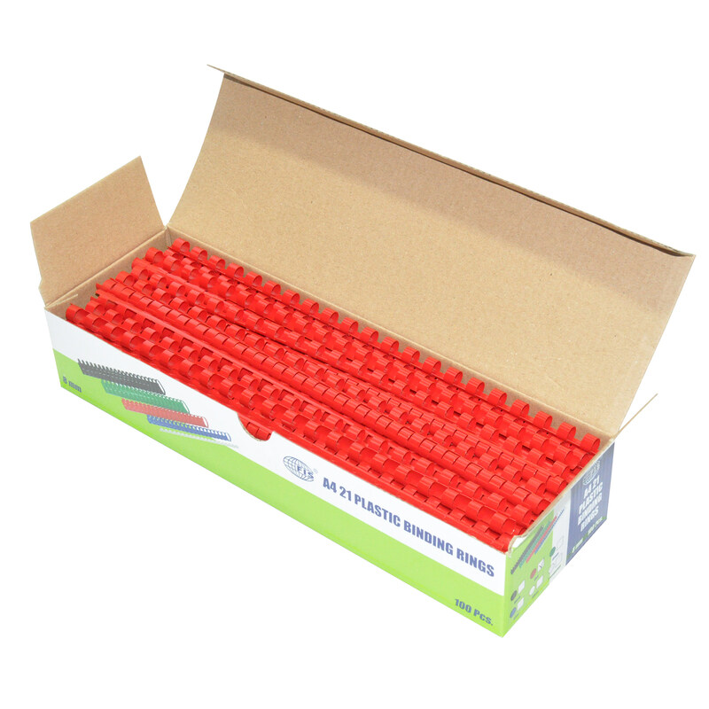 

FIS 8mm Plastic Binding Rings, 100 Pieces, FSBD08RE, Red