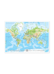 FIS World Wall Map with Glossy Lamination and Arabic Language, Size 70 x 100 cm, FSMA70X100AR, Multicolour