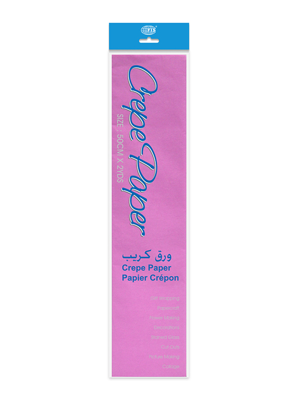 FIS Crepe Craft Paper, 50cm x 2 Yards, 12 Pieces, FSPACP02, Pink