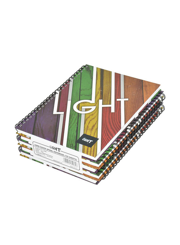 Light 5-Piece Spiral Hard Cover Notebook, Single Ruled, 100 Sheets, A5 Size, LINBSA51603, Multicolour
