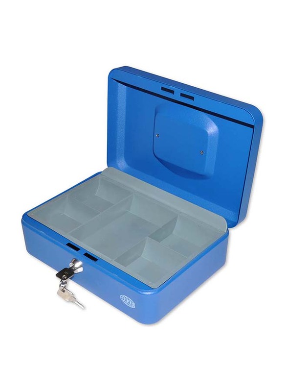FIS Cash Box with Key, 10 Inch, FSCPTS0025BL, Matt Finish Blue