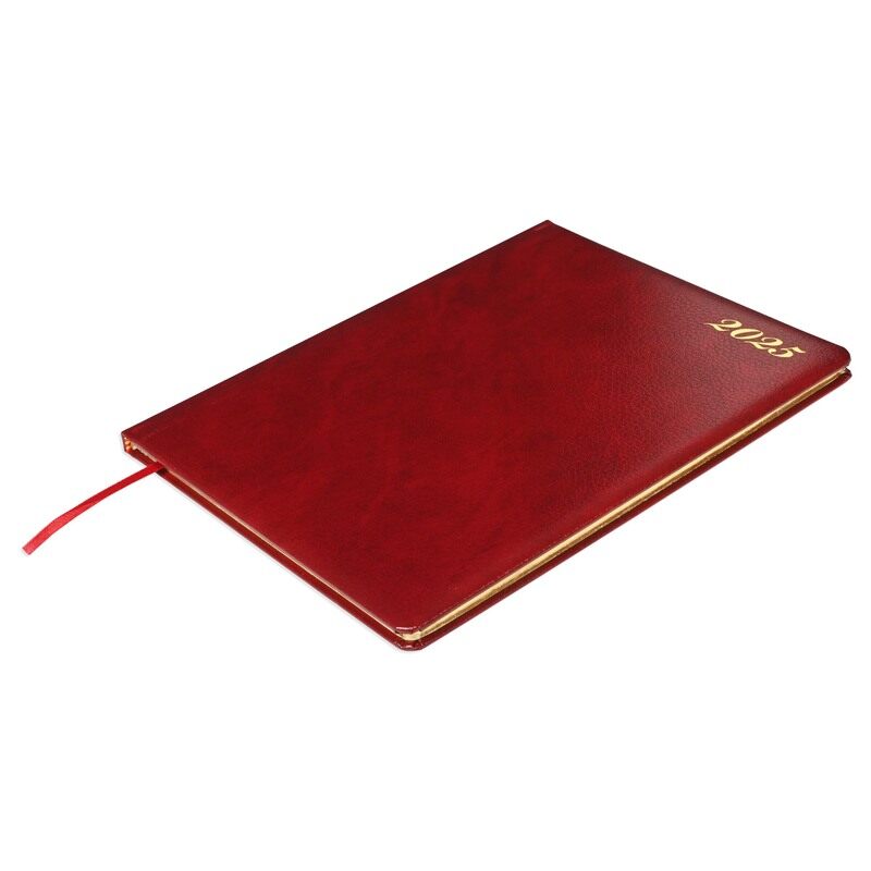 

FIS2025 Golden Executive Diary, Bonded Leather Materials, 1 Side Padded Cover, Gold Gilded Edges, Round Corners, Size 210x260mm, English/French, 70gsm
