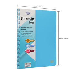 FIS Deluxe University Book, Spiral PP Neon Soft Cover, 1 Subject, (215x279mm) Size, 40 Sheets, Blue Color-FSUB1SS8.5X11BL