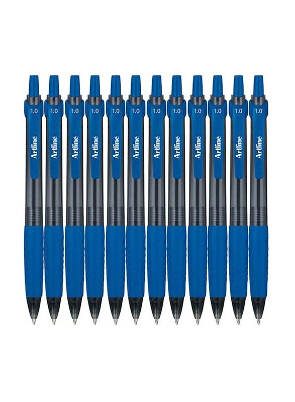 

Artline 12-Piece 8410 Retractable Ballpoint Pen Set, ARBPEK-8410BL, 1.0mm, Blue