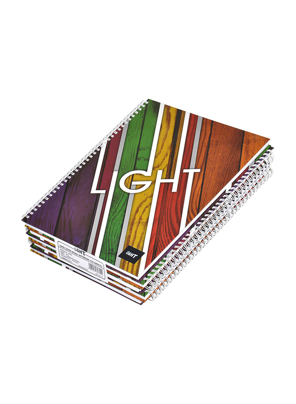 Light Hard Cover Spiral Single Line Notebook Set, 100 Sheets, A4 Size, 5 Pieces, LINBHSA41603, Multicolour