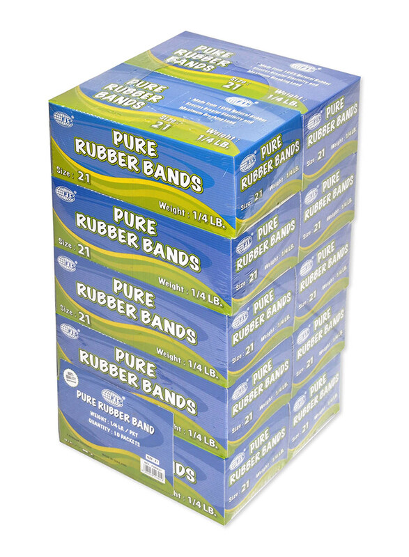 FIS 10 Boxes Pure Rubber Bands, Yellow