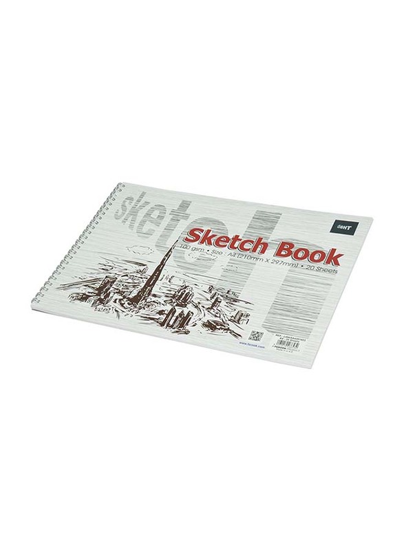 Light 12-Piece Spiral Binding Sketch Book Set, 20 Sheets, A4 Size, 100GSM, LISKSA4201603, White