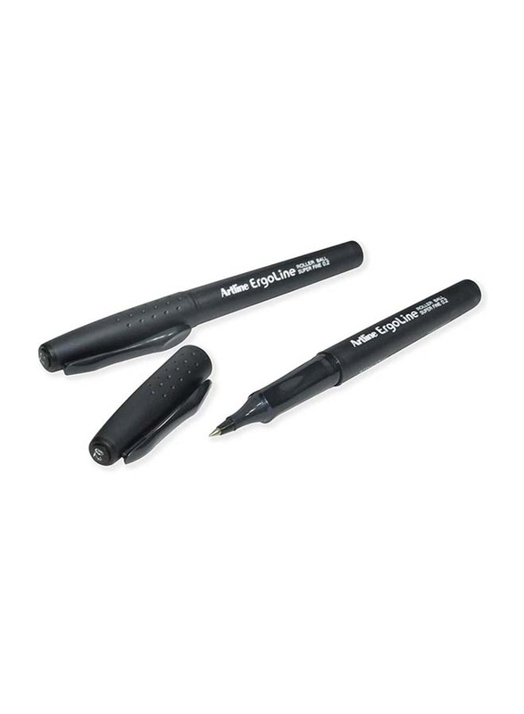 Artline 12-Piece Ergoline Roller Ball Super Fine Pen Set, 0.2mm, ARBN4200BK, Black