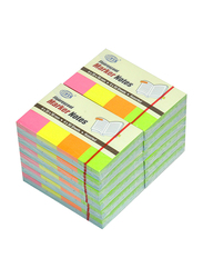 FIS Assorted Fluorescent Marker Note Pads Set, 12-Piece, 20 x 50mm, 4 x 50 Sheets, FSPOF2050C4X50, Multicolour
