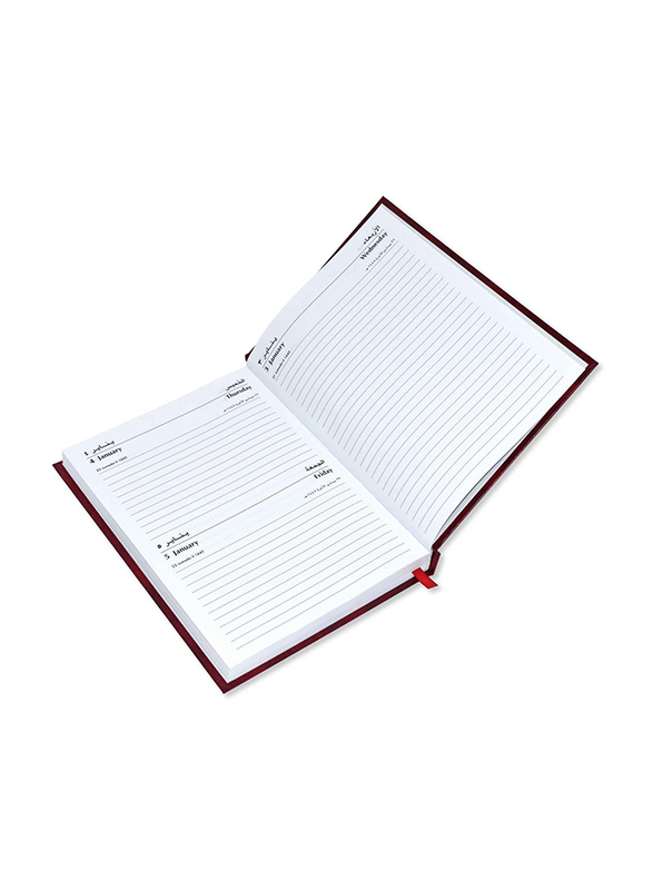 FIS 2024 Arabic/English Thursday & Friday Combined Diary, 320 Sheets, 60 GSM, A5 Size, FSDI90AER24MR, Maroon