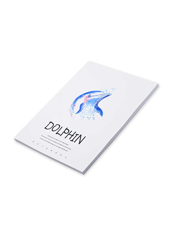 FIS Dolphin Design Soft Cover Notebook, 5 x 96 Sheets, A4 Size, FSNBSCA496-DOL1, White