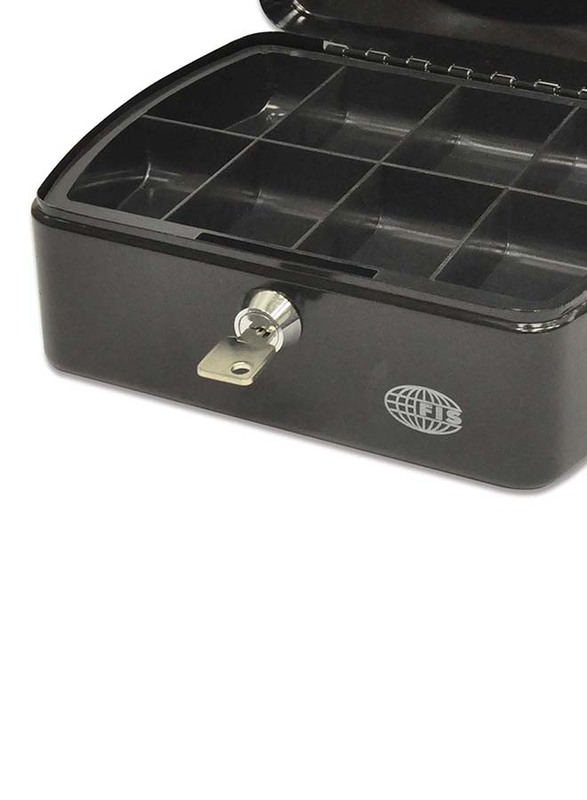 FIS Cash Box Steel with Key Lock, 200 x 160 x 90 mm, FSCPTS0130BK, Black