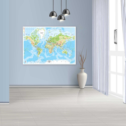 FIS World Wall Map with Glossy Lamination and French Language, Size 50 x 70 cm, FSMA50X70WFN, Multicolour